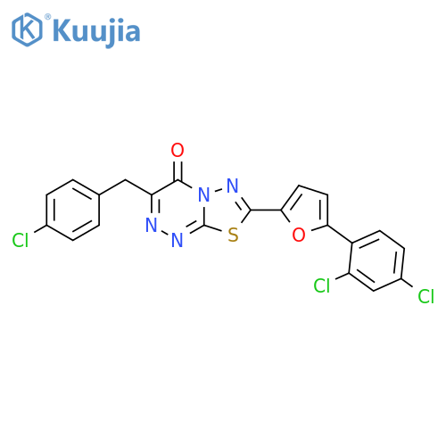 4H-[1,3,4]Thiadiazolo[2,3-c][1,2,4]triazin-4-one,3-[(4-chlorophenyl)methyl]-7-[5-(2,4-dichlorophenyl)-2-furanyl]- structure