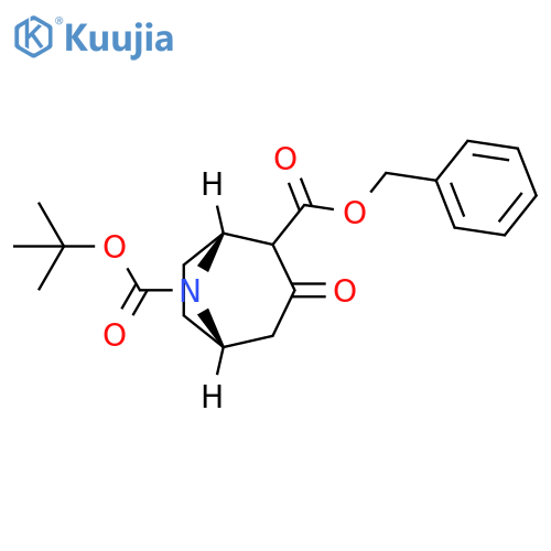 8-Azabicyclo[3.2.1]octane-2,8-dicarboxylic acid, 3-oxo-,8-(1,1-dimethylethyl) 2-(phenylmethyl) ester, (1R,5S)- structure