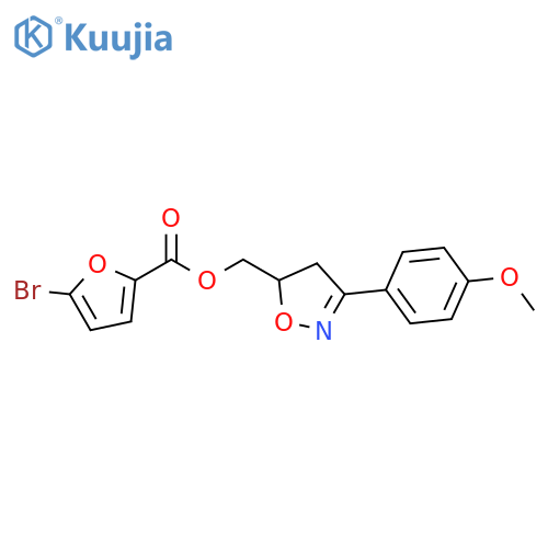 2-Furancarboxylic acid, 5-bromo-,[4,5-dihydro-3-(4-methoxyphenyl)-5-isoxazolyl]methyl ester structure