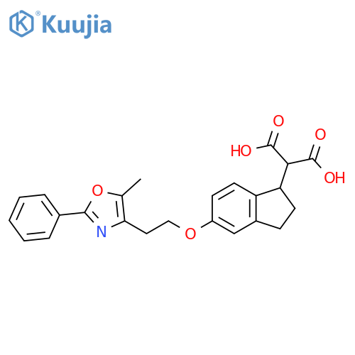 Propanedioic acid,[2,3-dihydro-5-[2-(5-methyl-2-phenyl-4-oxazolyl)ethoxy]-1H-inden-1-yl]- structure