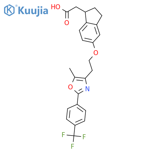 1H-Indene-1-acetic acid,2,3-dihydro-5-[2-[5-methyl-2-[4-(trifluoromethyl)phenyl]-4-oxazolyl]ethoxy]- structure