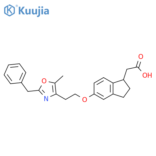 1H-Indene-1-acetic acid,2,3-dihydro-5-[2-[5-methyl-2-(phenylmethyl)-4-oxazolyl]ethoxy]- structure