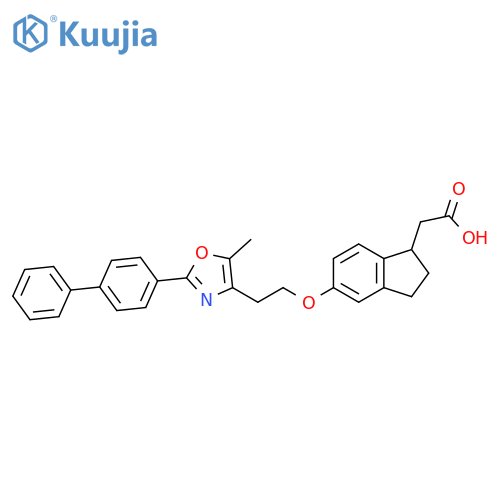 1H-Indene-1-acetic acid,5-[2-(2-[1,1'-biphenyl]-4-yl-5-methyl-4-oxazolyl)ethoxy]-2,3-dihydro- structure