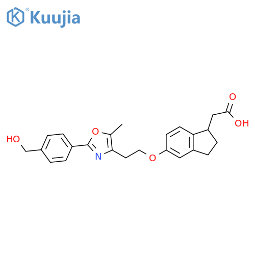 1H-Indene-1-acetic acid,2,3-dihydro-5-[2-[2-[4-(hydroxymethyl)phenyl]-5-methyl-4-oxazolyl]ethoxy]- structure