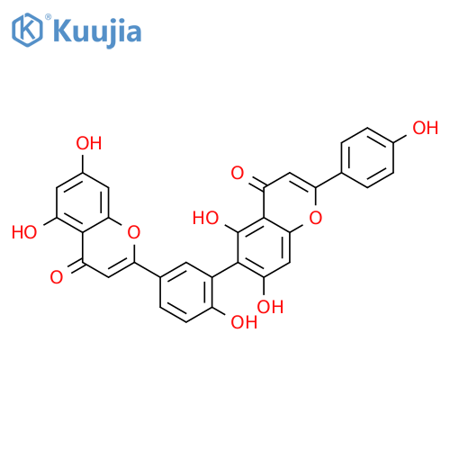 5,7,5',7'-tetrahydroxy-2'-(4-hydroxy-phenyl)-2,6'-(4-hydroxy-m-phenylene)-bis-chromen-4-one structure