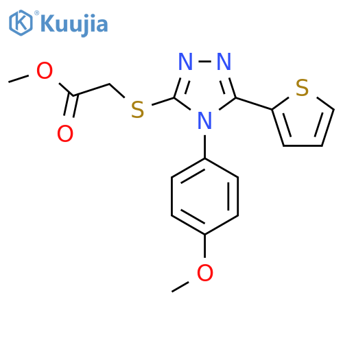 methyl 2-{4-(4-methoxyphenyl)-5-(thiophen-2-yl)-4H-1,2,4-triazol-3-ylsulfanyl}acetate structure