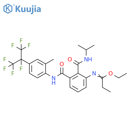 Propanimidic acid,N-[2-[[(1-methylethyl)amino]carbonyl]-3-[[[2-methyl-4-[1,2,2,2-tetrafluoro-1-(trifluoromethyl)ethyl]phenyl]amino]carbonyl]phenyl]-, ethyl ester structure