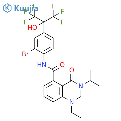 5-Quinazolinecarboxamide,N-[2-bromo-4-[2,2,2-trifluoro-1-hydroxy-1-(trifluoromethyl)ethyl]phenyl]-1-ethyl-1,2,3,4-tetrahydro-3-(1-methylethyl)-4-oxo- structure