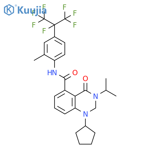 5-Quinazolinecarboxamide,1-cyclopentyl-1,2,3,4-tetrahydro-3-(1-methylethyl)-N-[2-methyl-4-[1,2,2,2-tetrafluoro-1-(trifluoromethyl)ethyl]phenyl]-4-oxo- structure