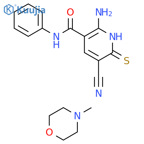 3-Pyridinecarboxamide,2-amino-5-cyano-1,6-dihydro-N-phenyl-6-thioxo-, compd. with4-methylmorpholine (1:1) structure