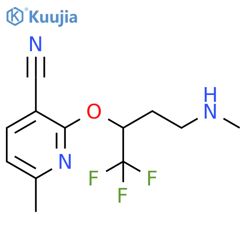 3-Pyridinecarbonitrile,6-methyl-2-[3-(methylamino)-1-(trifluoromethyl)propoxy]- structure