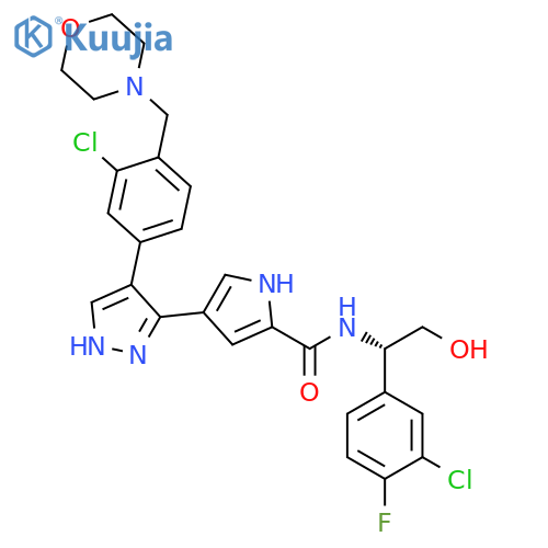 1H-Pyrrole-2-carboxamide,N-[(1S)-1-(3-chloro-4-fluorophenyl)-2-hydroxyethyl]-4-[4-[3-chloro-4-(4-morpholinylmethyl)phenyl]-1H-pyrazol-3-yl]- structure