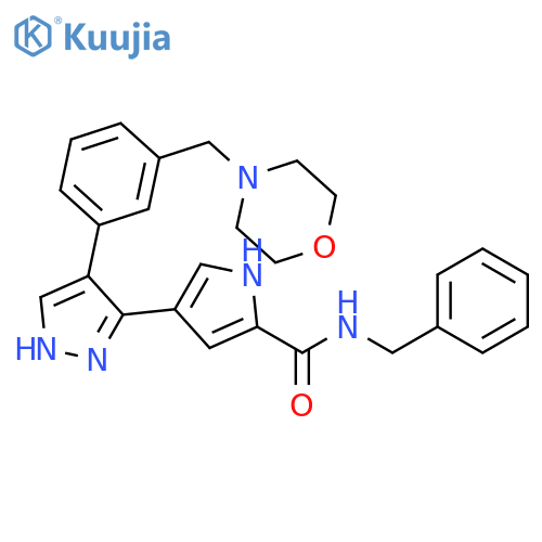 1H-Pyrrole-2-carboxamide,4-[4-[4-(4-morpholinylmethyl)phenyl]-1H-pyrazol-3-yl]-N-(phenylmethyl)- structure