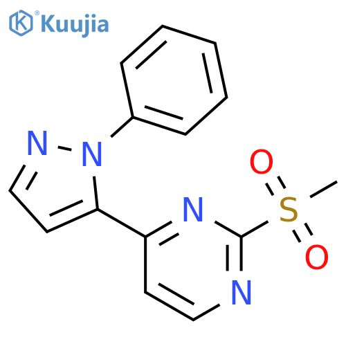 Pyrimidine, 2-(methylsulfonyl)-4-(1-phenyl-1H-pyrazol-5-yl)- structure