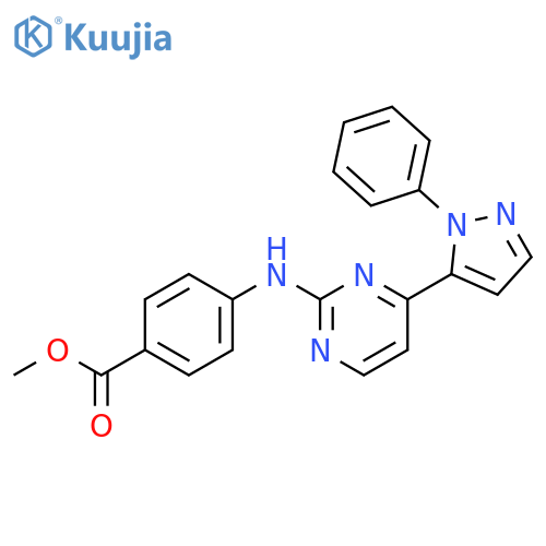 Benzoic acid, 4-[[4-(1-phenyl-1H-pyrazol-5-yl)-2-pyrimidinyl]amino]-,methyl ester structure
