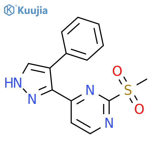 Pyrimidine, 2-(methylsulfonyl)-4-(4-phenyl-1H-pyrazol-3-yl)- structure
