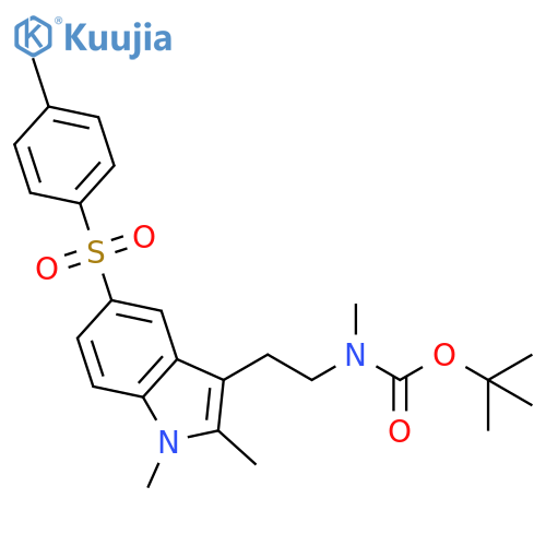 Carbamic acid,[2-[1,2-dimethyl-5-[(4-methylphenyl)sulfonyl]-1H-indol-3-yl]ethyl]methyl-,1,1-dimethylethyl ester structure