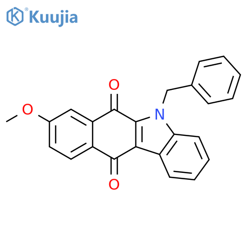 5H-Benzo[b]carbazole-6,11-dione, 8-methoxy-5-(phenylmethyl)- structure
