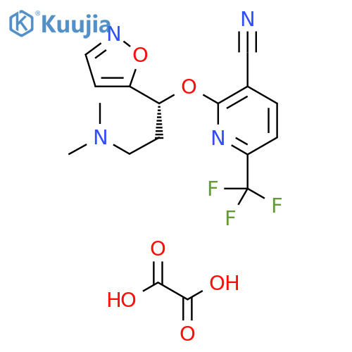 3-Pyridinecarbonitrile,2-[(1R)-3-(dimethylamino)-1-(5-isoxazolyl)propoxy]-6-(trifluoromethyl)-,ethanedioate structure