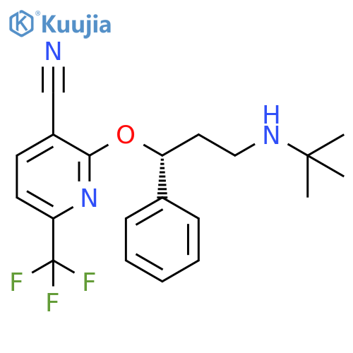 3-Pyridinecarbonitrile,2-[(1R)-3-[(1,1-dimethylethyl)amino]-1-phenylpropoxy]-6-(trifluoromethyl)- structure