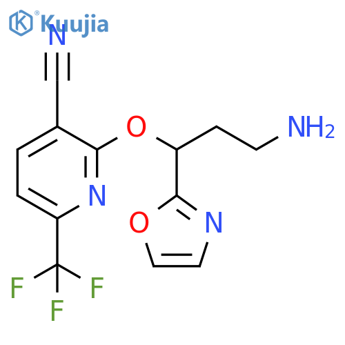 3-Pyridinecarbonitrile,2-[3-amino-1-(2-oxazolyl)propoxy]-6-(trifluoromethyl)- structure