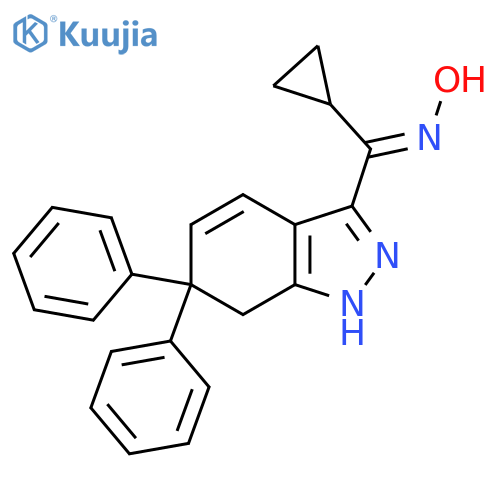 Methanone, cyclopropyl(6,7-dihydro-6,6-diphenyl-1H-indazol-3-yl)-,oxime, (1E)- structure