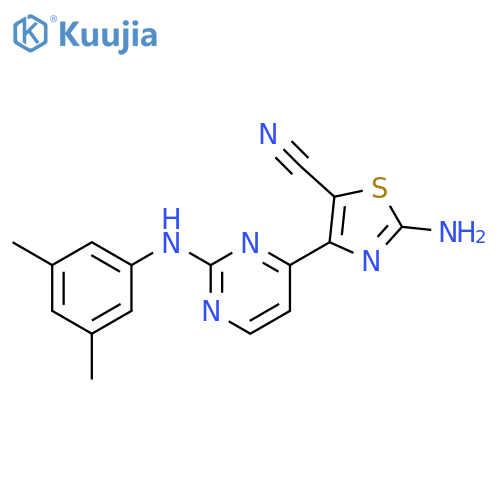 5-Thiazolecarbonitrile,2-amino-4-[2-[(3,5-dimethylphenyl)amino]-4-pyrimidinyl]- structure