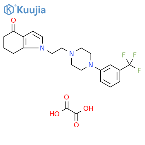 4H-Indol-4-one,1,5,6,7-tetrahydro-1-[2-[4-[3-(trifluoromethyl)phenyl]-1-piperazinyl]ethyl]-,ethanedioate (1:1) structure