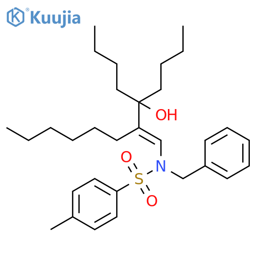 Benzenesulfonamide,N-[(1E)-2-(1-butyl-1-hydroxypentyl)-1-octenyl]-4-methyl-N-(phenylmethyl)- structure