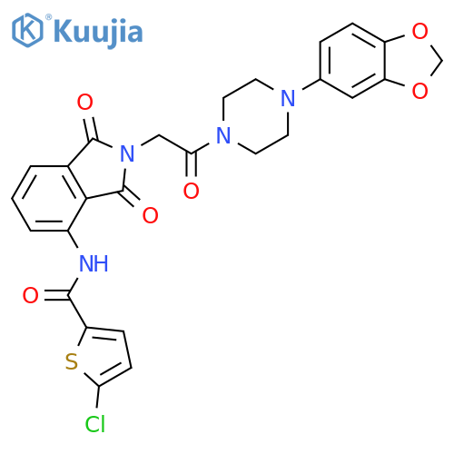 2-Thiophenecarboxamide,N-[2-[2-[4-(1,3-benzodioxol-5-yl)-1-piperazinyl]-2-oxoethyl]-2,3-dihydro-1,3-dioxo-1H-isoindol-4-yl]-5-chloro- structure