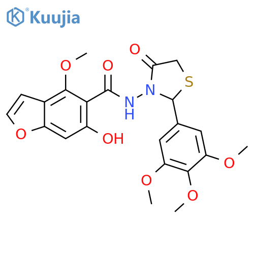 5-Benzofurancarboxamide,6-hydroxy-4-methoxy-N-[4-oxo-2-(3,4,5-trimethoxyphenyl)-3-thiazolidinyl]- structure