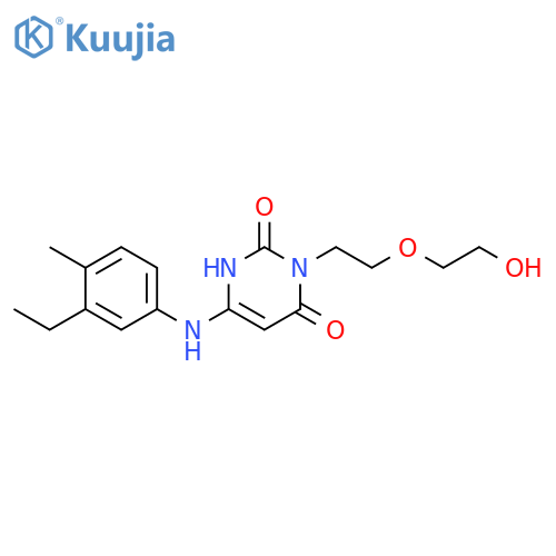2,4(1H,3H)-Pyrimidinedione,6-[(3-ethyl-4-methylphenyl)amino]-3-[2-(2-hydroxyethoxy)ethyl]- structure