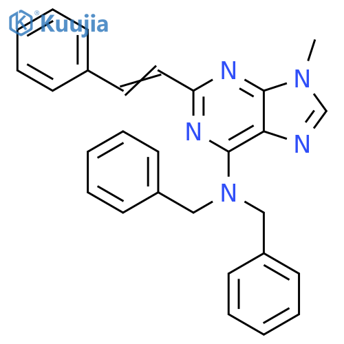 9H-Purin-6-amine, 9-methyl-2-(2-phenylethenyl)-N,N-bis(phenylmethyl)- structure