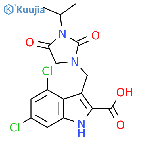 1H-Indole-2-carboxylic acid,4,6-dichloro-3-[[3-(1-methylethyl)-2,4-dioxo-1-imidazolidinyl]methyl]- structure