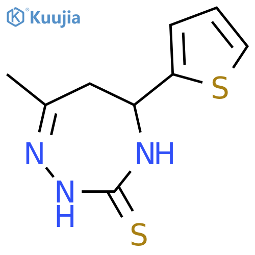 3H-1,2,4-Triazepine-3-thione, 2,4,5,6-tetrahydro-7-methyl-5-(2-thienyl)- structure