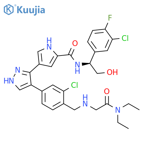 1H-Pyrrole-2-carboxamide,4-[4-[3-chloro-4-[[[2-(diethylamino)-2-oxoethyl]amino]methyl]phenyl]-1H-pyrazol-3-yl]-N-[(1S)-1-(3-chloro-4-fluorophenyl)-2-hydroxyethyl]- structure