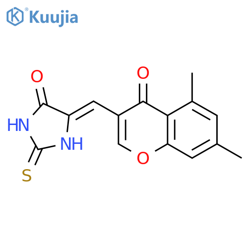 5-[(5,7-dimethyl-4-oxo-4H-chromen-3-yl)methylene]-2-thioxo-4-imidazolidinone structure