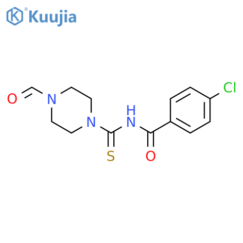4-chloro-N-(4-formylpiperazine-1-carbothioyl)benzamide structure