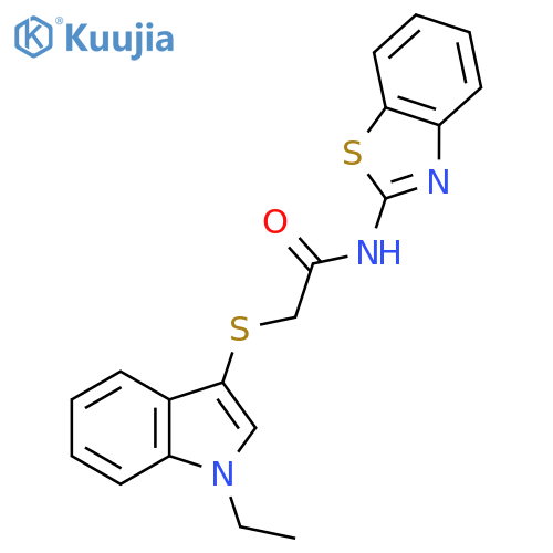 N-(1,3-benzothiazol-2-yl)-2-(1-ethyl-1H-indol-3-yl)sulfanylacetamide structure