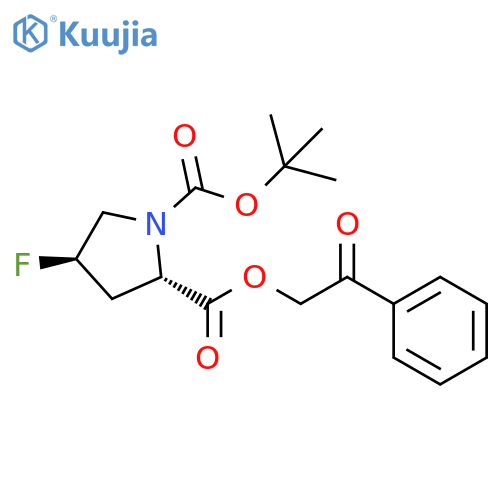 1,2-Pyrrolidinedicarboxylic acid, 4-fluoro-, 1-(1,1-dimethylethyl)2-(2-oxo-2-phenylethyl) ester, (2S,4R)- structure