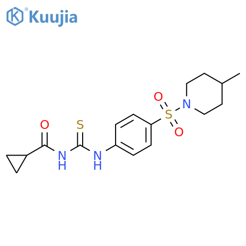 3-cyclopropanecarbonyl-1-{4-(4-methylpiperidin-1-yl)sulfonylphenyl}thiourea structure
