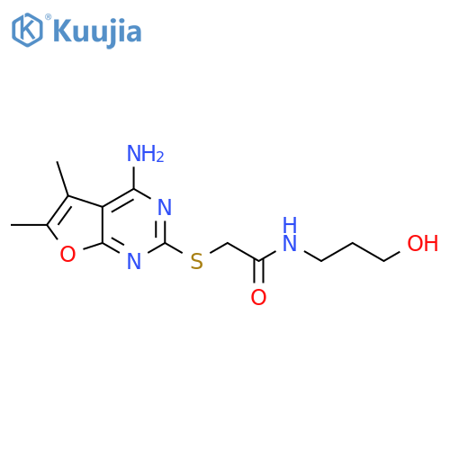 2-({4-amino-5,6-dimethylfuro2,3-dpyrimidin-2-yl}sulfanyl)-N-(3-hydroxypropyl)acetamide structure