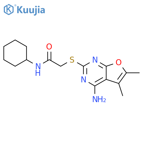 2-({4-amino-5,6-dimethylfuro2,3-dpyrimidin-2-yl}sulfanyl)-N-cyclohexylacetamide structure
