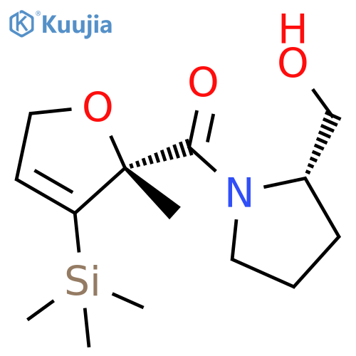 2-Pyrrolidinemethanol,1-[[(2R)-2,5-dihydro-2-methyl-3-(trimethylsilyl)-2-furanyl]carbonyl]-, (2S)- structure