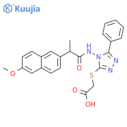 Acetic acid,[[4-[[2-(6-methoxy-2-naphthalenyl)-1-oxopropyl]amino]-5-phenyl-4H-1,2,4-triazol-3-yl]thio]- structure