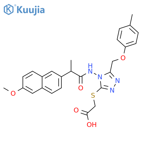 Acetic acid,[[4-[[2-(6-methoxy-2-naphthalenyl)-1-oxopropyl]amino]-5-[(4-methylphenoxy)methyl]-4H-1,2,4-triazol-3-yl]thio]- structure