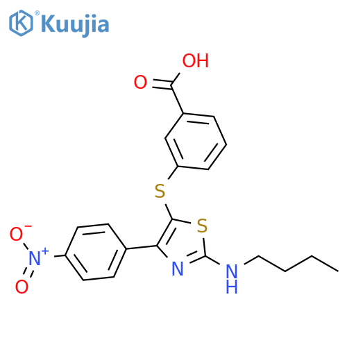 Benzoic acid, 3-[[2-(butylamino)-4-(4-nitrophenyl)-5-thiazolyl]thio]- structure
