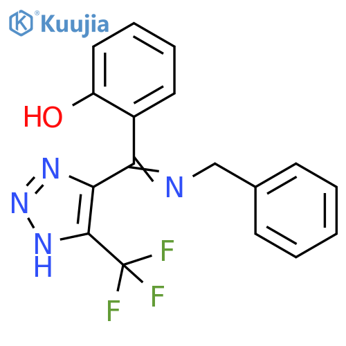 Phenol,2-[[(phenylmethyl)imino][4-(trifluoromethyl)-1H-1,2,3-triazol-5-yl]methyl]- structure