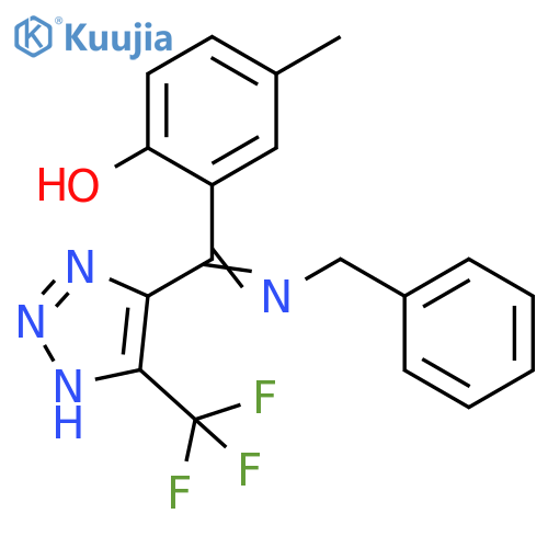 Phenol,4-methyl-2-[[(phenylmethyl)imino][4-(trifluoromethyl)-1H-1,2,3-triazol-5-yl]methyl]- structure