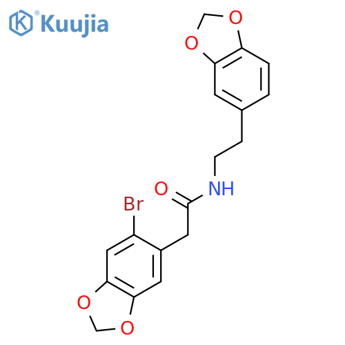 N-[2-(1,3-benzodioxol-5-yl)ethyl]-2-(6-bromo-1,3-benzodioxol-5-yl)acetamide structure